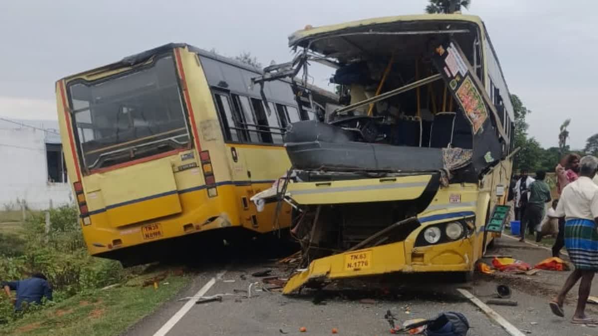 *_तमिलनाडु के शिवगंगा में दो सरकारी बसों में भीषण टक्कर, 11 लोगों की मौत_*